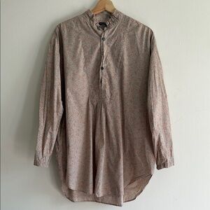 Pas de Calais Floral Casual Button Down Shirt with Mandarin Collar